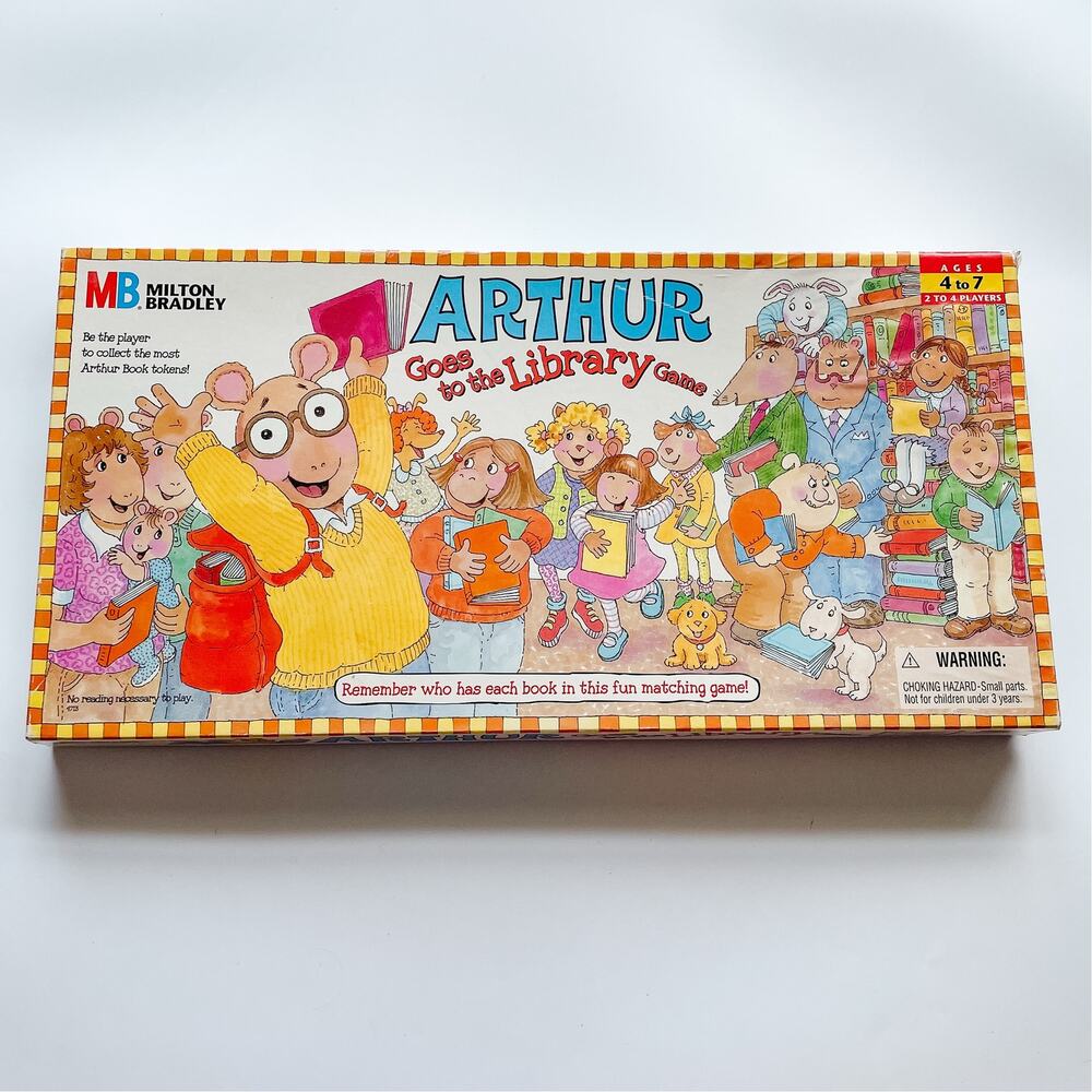 Vintage Milton Bradley Arthur Goes to the Library Board Game Complete